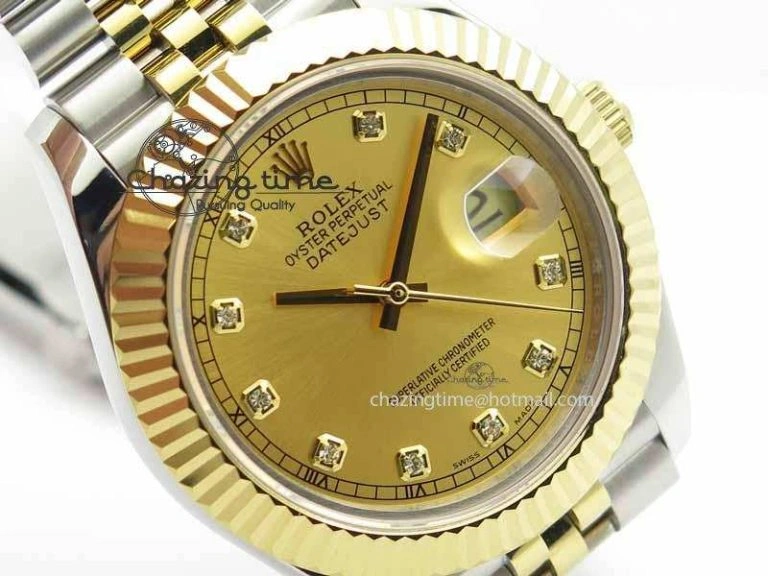 Comfortable DateJust II 41mm SS YG BP Maker Best Edition Gold Diam Dial On Jubilee Bracelet A 3664