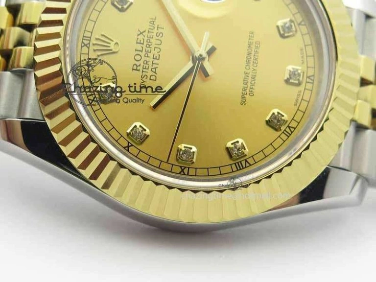 Comfortable DateJust II 41mm SS YG BP Maker Best Edition Gold Diam Dial On Jubilee Bracelet A 3664