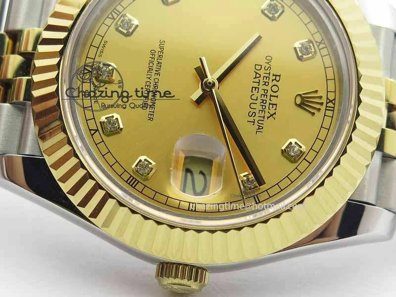 Comfortable DateJust II 41mm SS YG BP Maker Best Edition Gold Diam Dial On Jubilee Bracelet A 3664