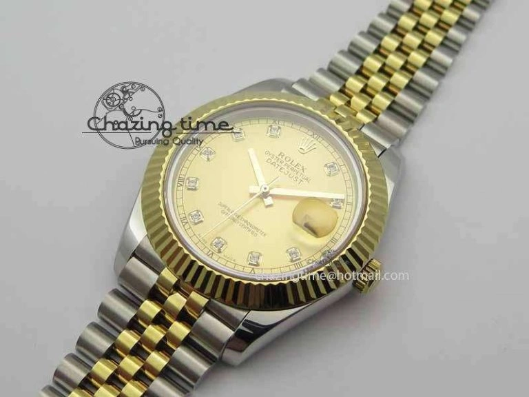 Comfortable DateJust II 41mm SS YG BP Maker Best Edition Gold Diam Dial On Jubilee Bracelet A 3664