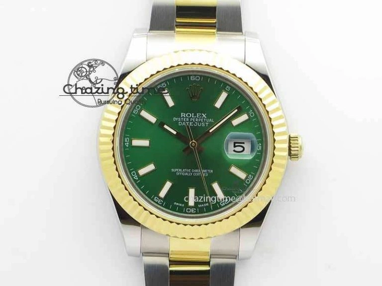 EasyMatch DateJust II 41mm SS YG BP Maker Best Edition Green Dial On SS YG Bracelet SA 3676