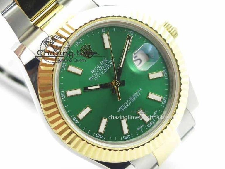 EasyMatch DateJust II 41mm SS YG BP Maker Best Edition Green Dial On SS YG Bracelet SA 3676