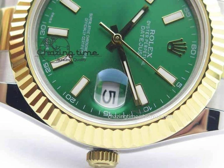 EasyMatch DateJust II 41mm SS YG BP Maker Best Edition Green Dial On SS YG Bracelet SA 3676