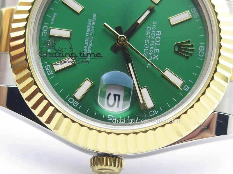 EasyMatch DateJust II 41mm SS YG BP Maker Best Edition Green Dial On SS YG Bracelet SA 3676