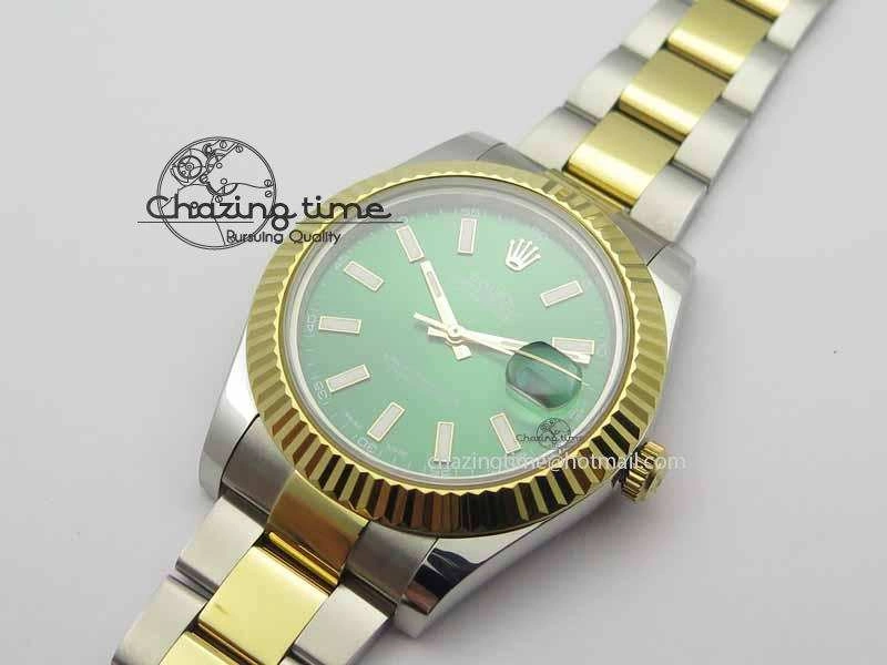 EasyMatch DateJust II 41mm SS YG BP Maker Best Edition Green Dial On SS YG Bracelet SA 3676