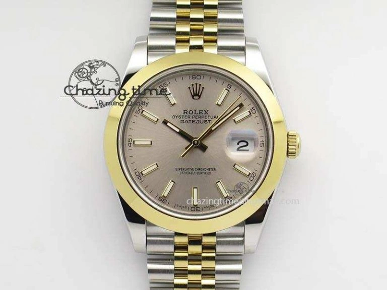 Sleek DateJust II 41mm SS YG BP Maker Best Edition Silver Sticks Dial On New Version Jubilee Bracelet A 3607