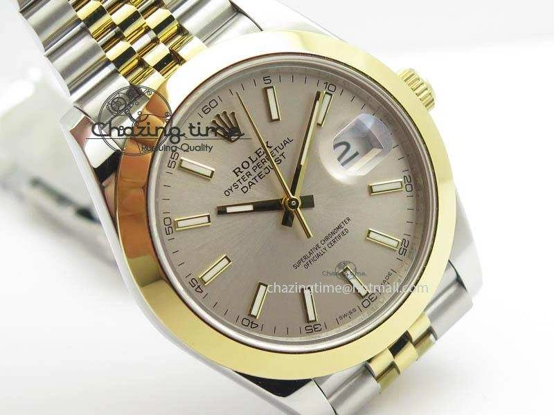 Sleek DateJust II 41mm SS YG BP Maker Best Edition Silver Sticks Dial On New Version Jubilee Bracelet A 3607