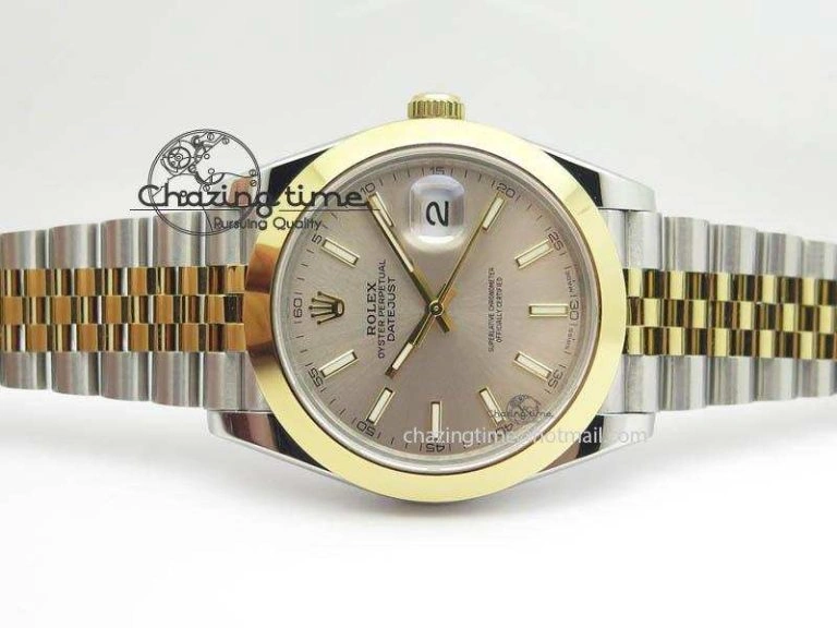Sleek DateJust II 41mm SS YG BP Maker Best Edition Silver Sticks Dial On New Version Jubilee Bracelet A 3607