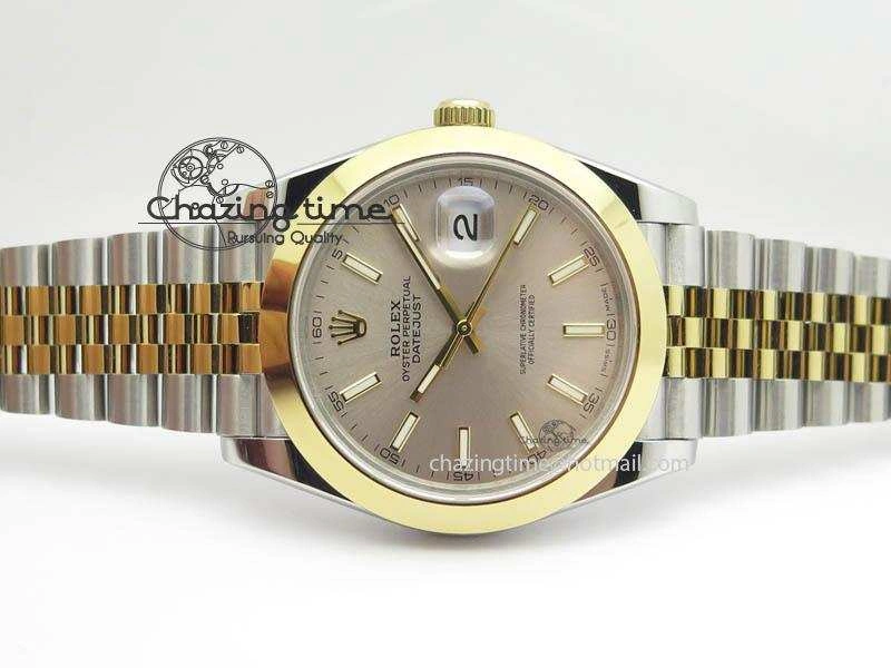 Sleek DateJust II 41mm SS YG BP Maker Best Edition Silver Sticks Dial On New Version Jubilee Bracelet A 3607