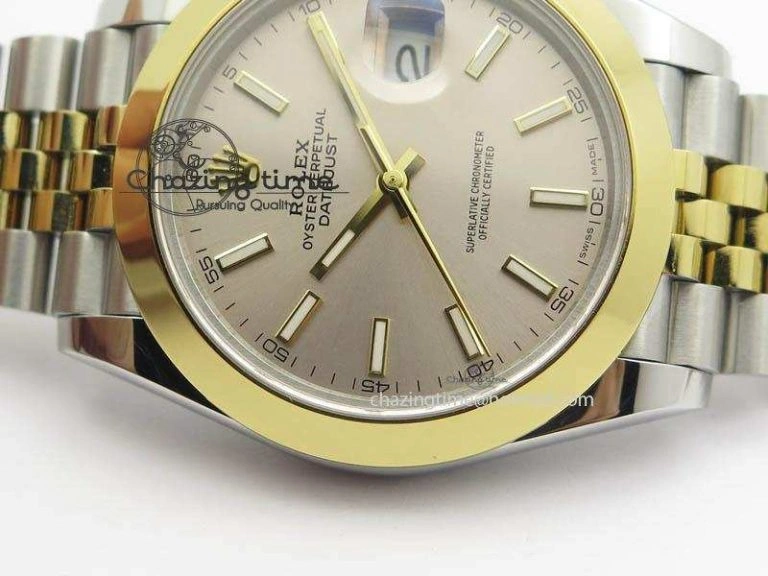Sleek DateJust II 41mm SS YG BP Maker Best Edition Silver Sticks Dial On New Version Jubilee Bracelet A 3607