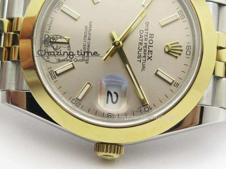 Sleek DateJust II 41mm SS YG BP Maker Best Edition Silver Sticks Dial On New Version Jubilee Bracelet A 3607