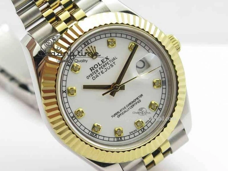 TechFriendly DateJust II 41mm SS YG BP Maker Best Edition White Diam Dial On Jubilee Bracelet A 3663