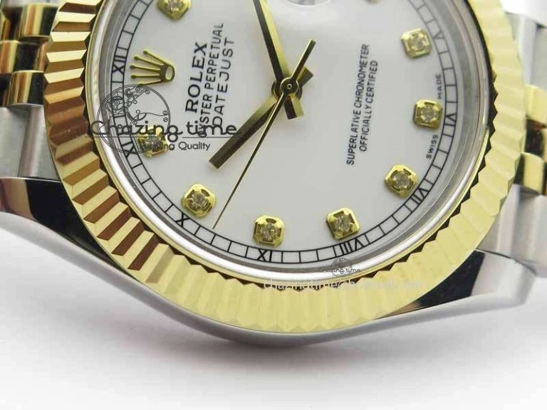 TechFriendly DateJust II 41mm SS YG BP Maker Best Edition White Diam Dial On Jubilee Bracelet A 3663