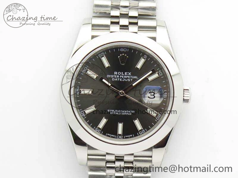 DateJust Smooth Bezel SS Noob 1:1 Best Edition Gray Sticks Dial On Jubilee Bracelet A WrinkleFree 3505
