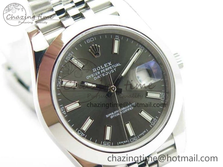 DateJust Smooth Bezel SS Noob 1:1 Best Edition Gray Sticks Dial On Jubilee Bracelet A WrinkleFree 3505