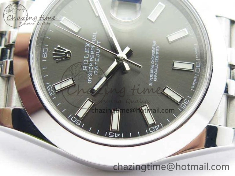 DateJust Smooth Bezel SS Noob 1:1 Best Edition Gray Sticks Dial On Jubilee Bracelet A WrinkleFree 3505