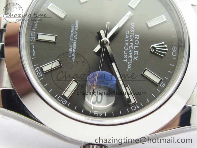 DateJust Smooth Bezel SS Noob 1:1 Best Edition Gray Sticks Dial On Jubilee Bracelet A WrinkleFree 3505
