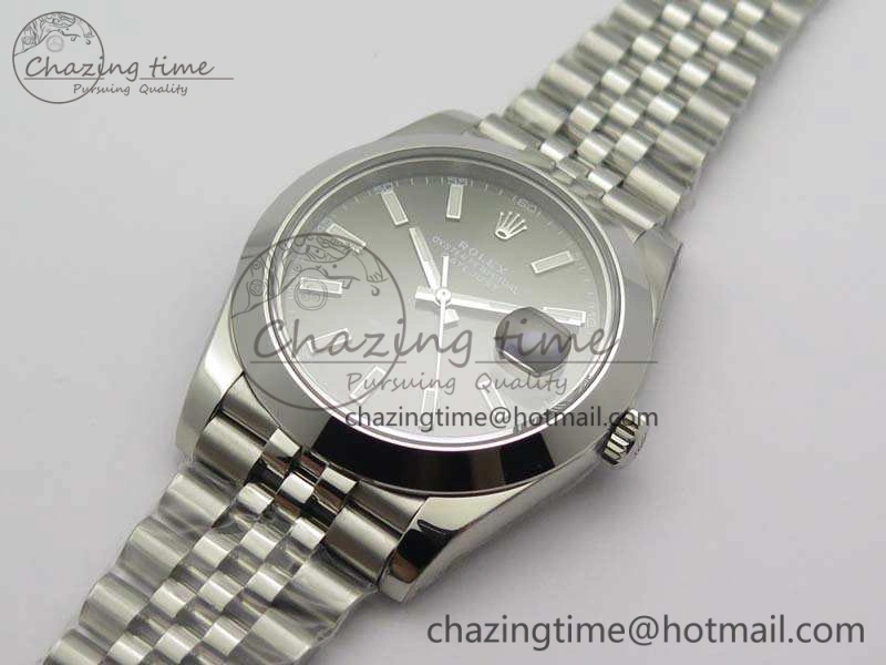 DateJust Smooth Bezel SS Noob 1:1 Best Edition Gray Sticks Dial On Jubilee Bracelet A WrinkleFree 3505