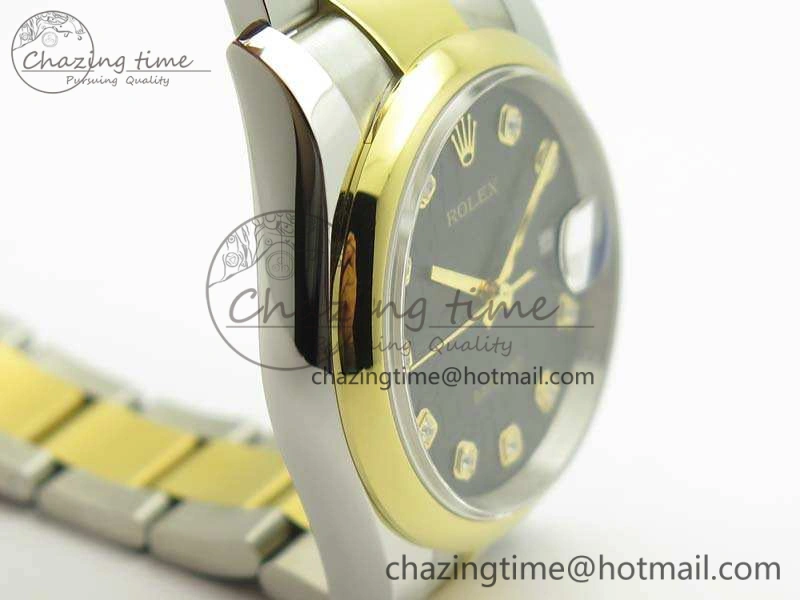 Datejust 116234 36mm DJF 1:1 Best Edition Black Com Diam Dial On SS YG Oyster Bracelet SA3135 V Neat 3487
