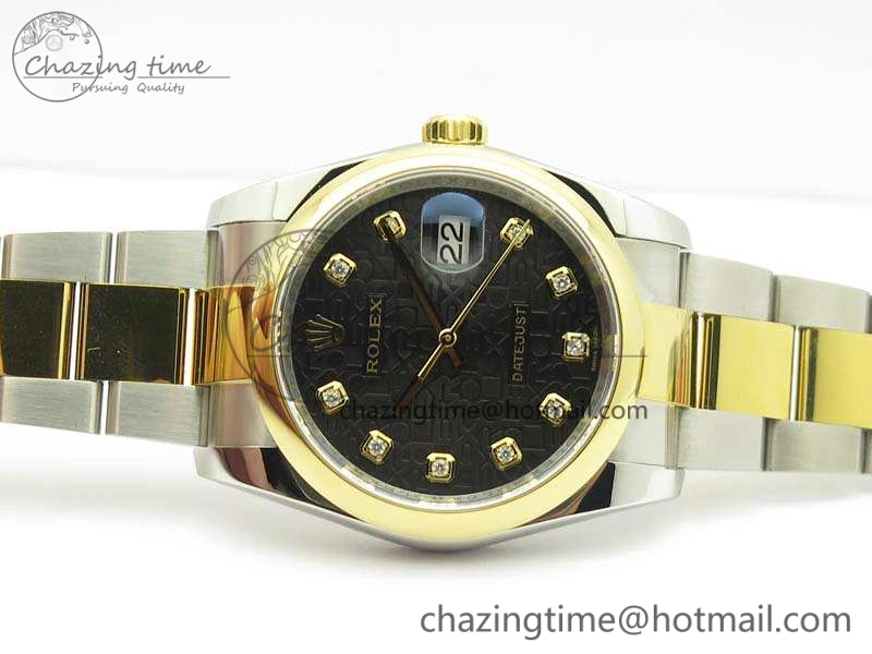 Datejust 116234 36mm DJF 1:1 Best Edition Black Com Diam Dial On SS YG Oyster Bracelet SA3135 V Neat 3487