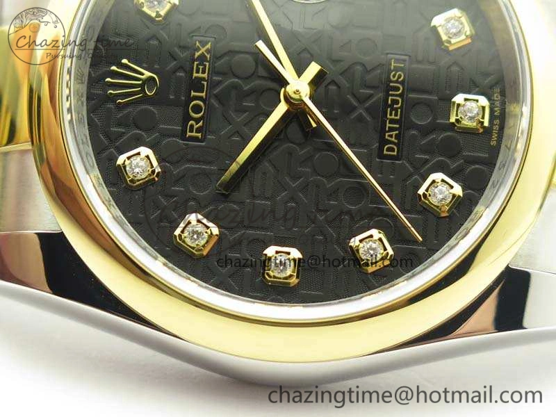 Datejust 116234 36mm DJF 1:1 Best Edition Black Com Diam Dial On SS YG Oyster Bracelet SA3135 V Neat 3487