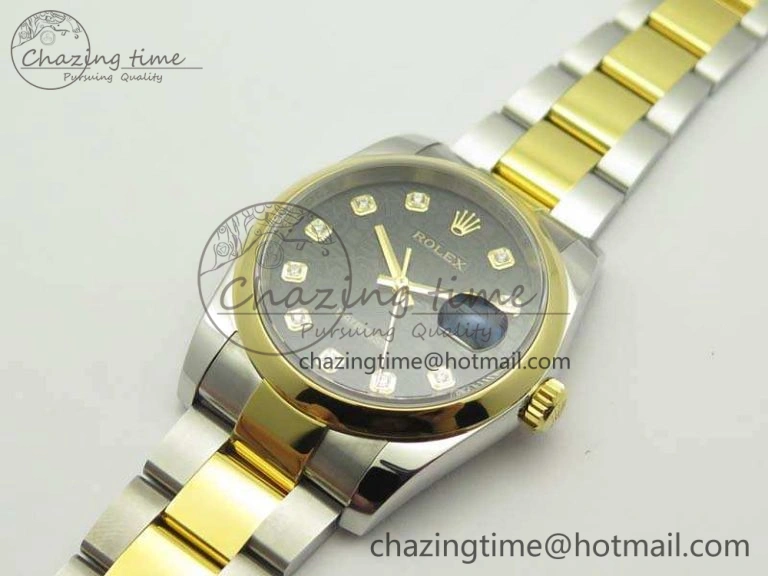 Datejust 116234 36mm DJF 1:1 Best Edition Black Com Diam Dial On SS YG Oyster Bracelet SA3135 V Neat 3487