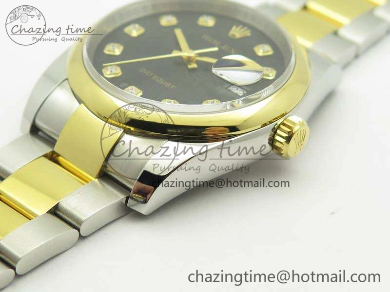 Datejust 116234 36mm DJF 1:1 Best Edition Black Com Diam Dial On SS YG Oyster Bracelet SA3135 V Neat 3487