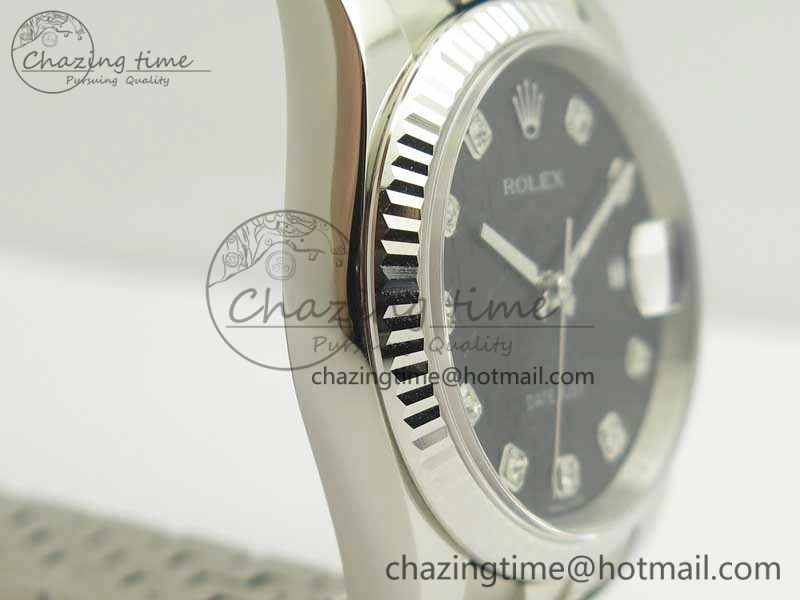 Efficient Datejust 116234 36mm DJF 1:1 Best Edition Fluted Bezel Black Com Diam Dial On SS Jubilee Bracelet SA3135 V 10719