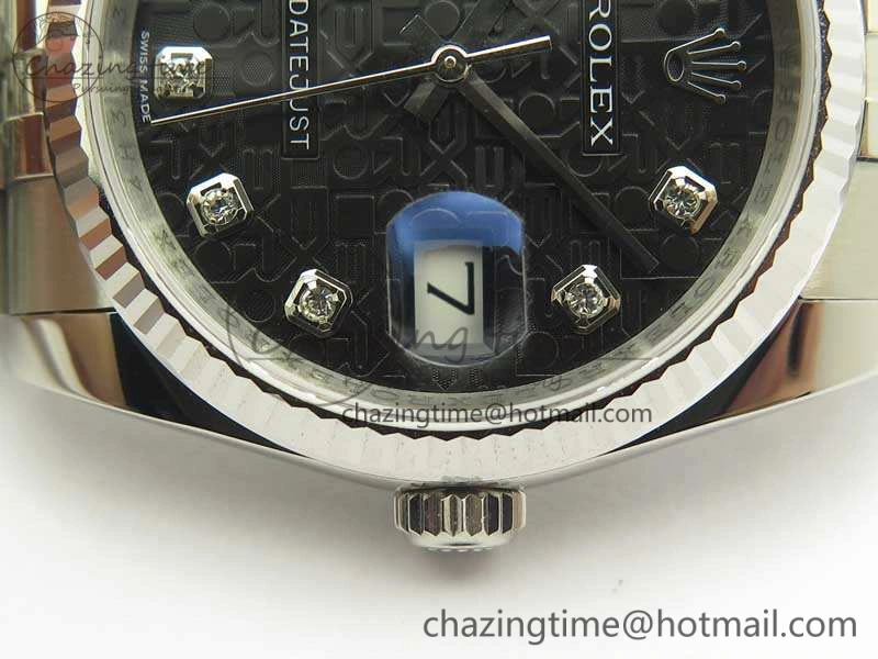 Efficient Datejust 116234 36mm DJF 1:1 Best Edition Fluted Bezel Black Com Diam Dial On SS Jubilee Bracelet SA3135 V 10719
