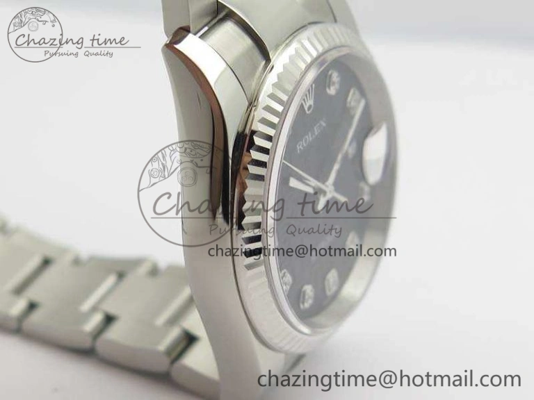Datejust 116234 36mm DJF 1:1 Best Edition Fluted Bezel Black Com Diam Dial On SS Oyster Bracelet SA SoftTouch 3523