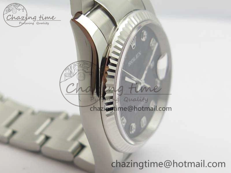 Datejust 116234 36mm DJF 1:1 Best Edition Fluted Bezel Black Com Diam Dial On SS Oyster Bracelet SA SoftTouch 3523