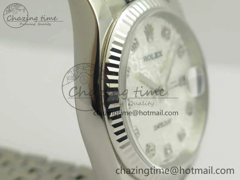 Datejust 116234 36mm DJF 1:1 Best Edition Fluted Bezel White Com Diam Dial On SS Jubilee Bracelet SA3135 V Timeless 3450