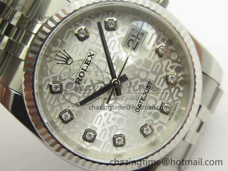 Datejust 116234 36mm DJF 1:1 Best Edition Fluted Bezel White Com Diam Dial On SS Jubilee Bracelet SA3135 V Timeless 3450