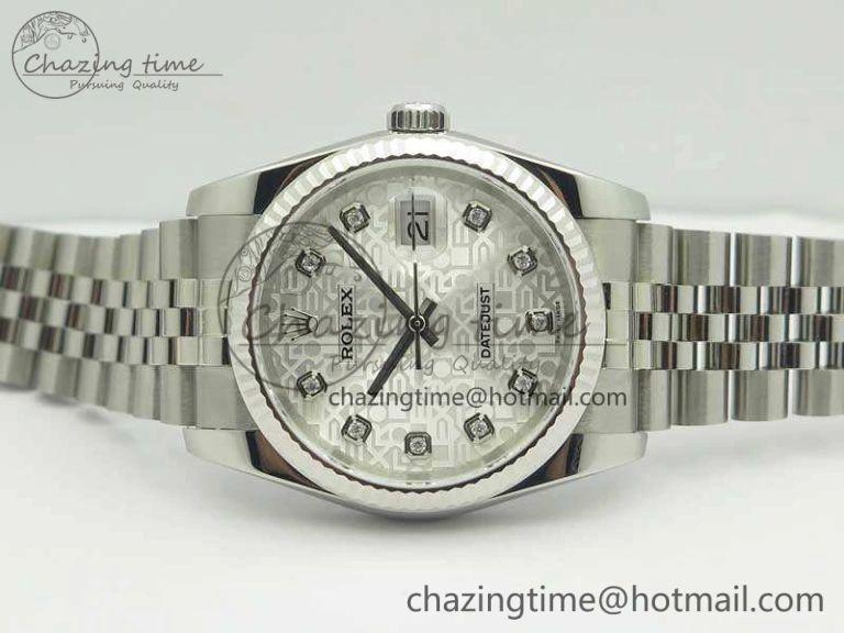 Datejust 116234 36mm DJF 1:1 Best Edition Fluted Bezel White Com Diam Dial On SS Jubilee Bracelet SA3135 V Timeless 3450