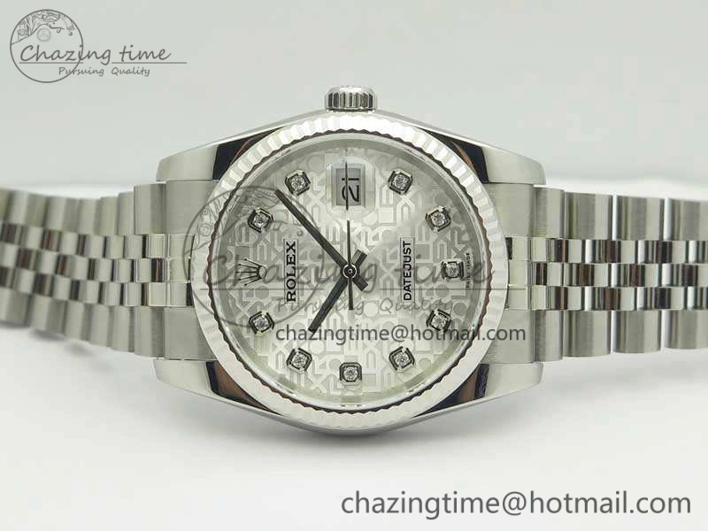 Datejust 116234 36mm DJF 1:1 Best Edition Fluted Bezel White Com Diam Dial On SS Jubilee Bracelet SA3135 V Timeless 3450
