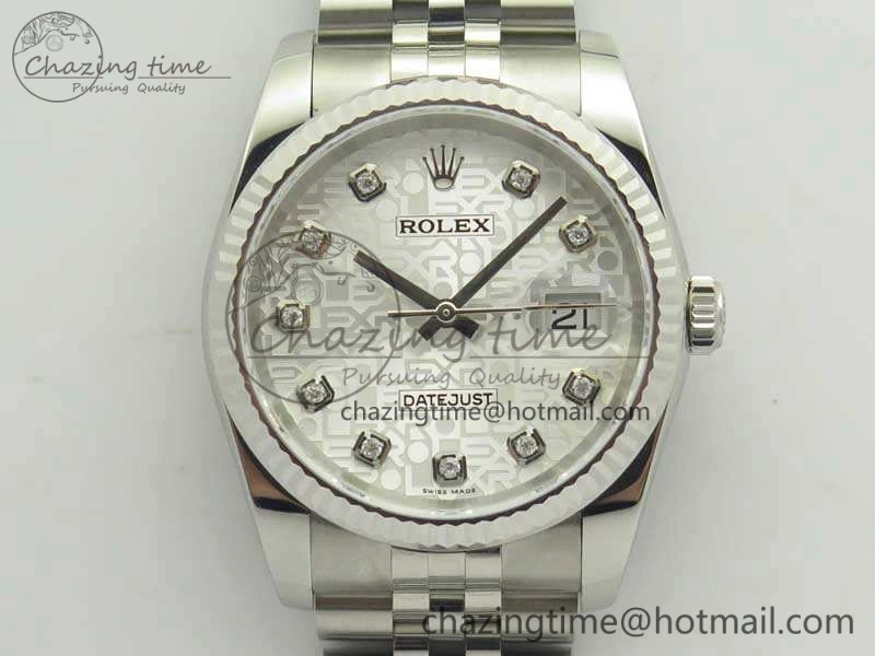 Datejust 116234 36mm DJF 1:1 Best Edition Fluted Bezel White Com Diam Dial On SS Jubilee Bracelet SA3135 V Timeless 3450