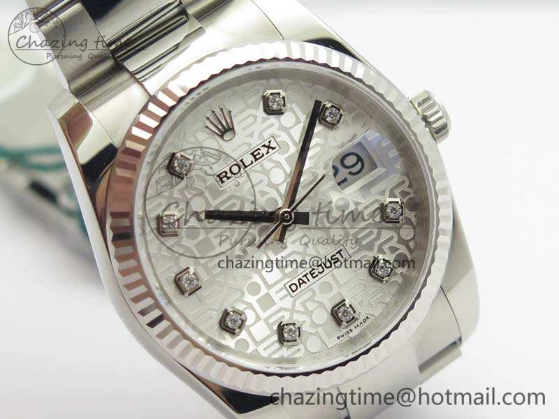 Datejust 116234 36mm DJF 1:1 Best Edition Fluted Bezel White Com Diam Dial On SS Oyster Bracelet SA Elegant 3524