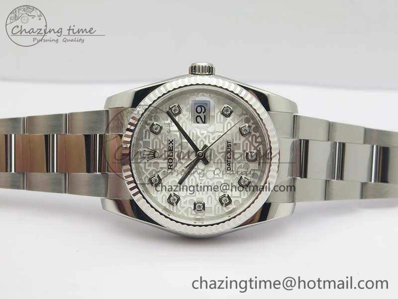 Datejust 116234 36mm DJF 1:1 Best Edition Fluted Bezel White Com Diam Dial On SS Oyster Bracelet SA Elegant 3524