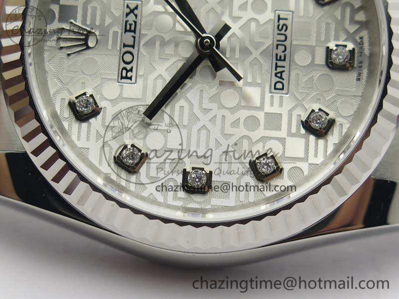 Datejust 116234 36mm DJF 1:1 Best Edition Fluted Bezel White Com Diam Dial On SS Oyster Bracelet SA Elegant 3524