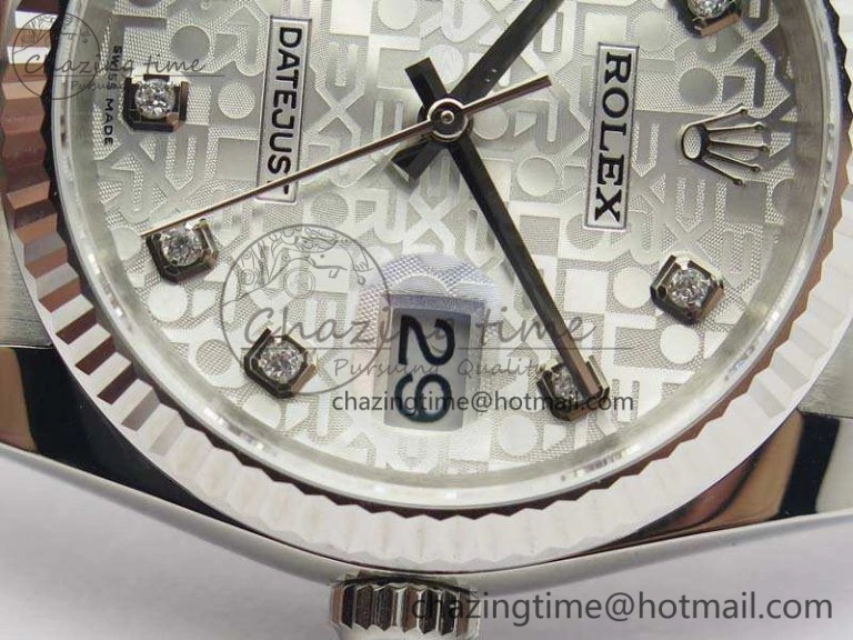 Datejust 116234 36mm DJF 1:1 Best Edition Fluted Bezel White Com Diam Dial On SS Oyster Bracelet SA Elegant 3524