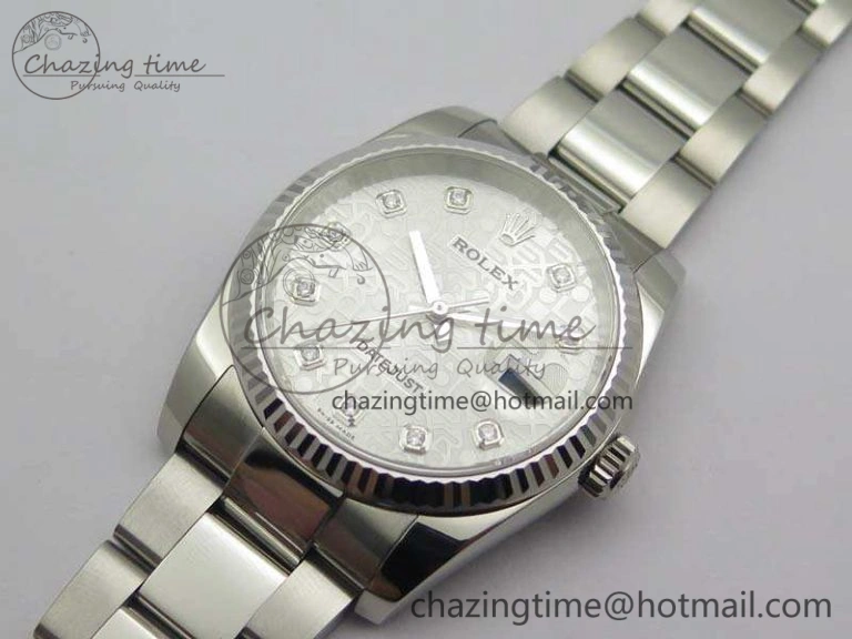 Datejust 116234 36mm DJF 1:1 Best Edition Fluted Bezel White Com Diam Dial On SS Oyster Bracelet SA Elegant 3524
