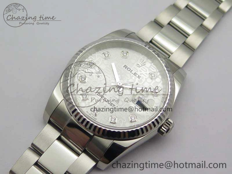 Datejust 116234 36mm DJF 1:1 Best Edition Fluted Bezel White Com Diam Dial On SS Oyster Bracelet SA Elegant 3524