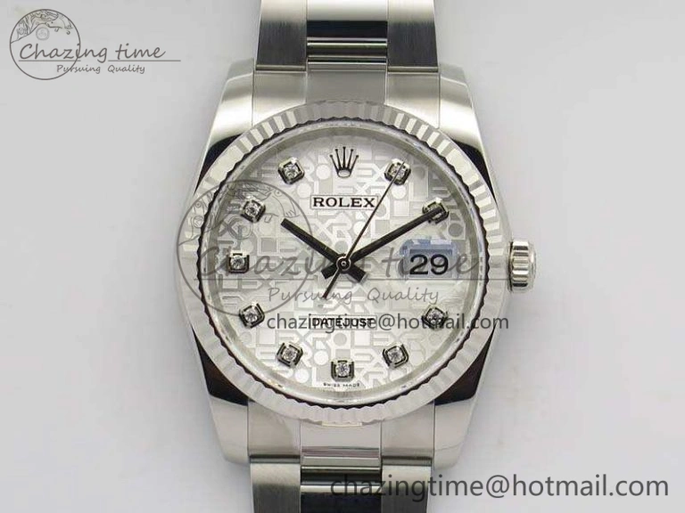 Datejust 116234 36mm DJF 1:1 Best Edition Fluted Bezel White Com Diam Dial On SS Oyster Bracelet SA Lightweight 10749
