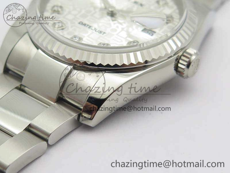 Datejust 116234 36mm DJF 1:1 Best Edition Fluted Bezel White Com Diam Dial On SS Oyster Bracelet SA Elegant 3524