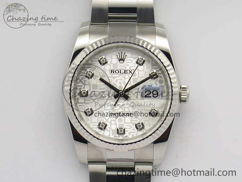 Datejust 116234 36mm DJF 1:1 Best Edition Fluted Bezel White Com Diam Dial On SS Oyster Bracelet SA Elegant 3524