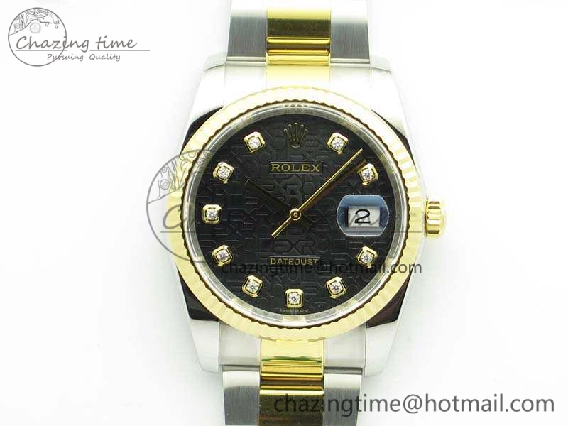 Datejust 116234 36mm DJF 1:1 Best Edition Fluted Black Com Dial On SS YG Oyster Bracelet SA3135 V Elegant 3485