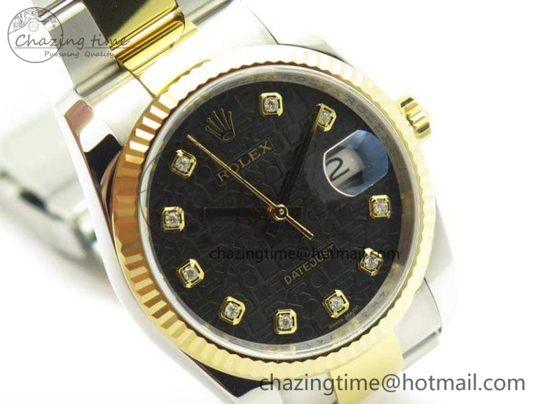 Datejust 116234 36mm DJF 1:1 Best Edition Fluted Black Com Dial On SS YG Oyster Bracelet SA3135 V Elegant 3485