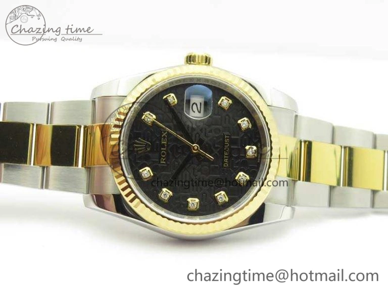 Datejust 116234 36mm DJF 1:1 Best Edition Fluted Black Com Dial On SS YG Oyster Bracelet SA3135 V Elegant 3485