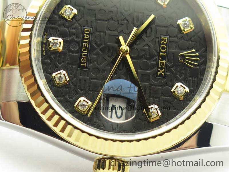 Datejust 116234 36mm DJF 1:1 Best Edition Fluted Black Com Dial On SS YG Oyster Bracelet SA3135 V Elegant 3485