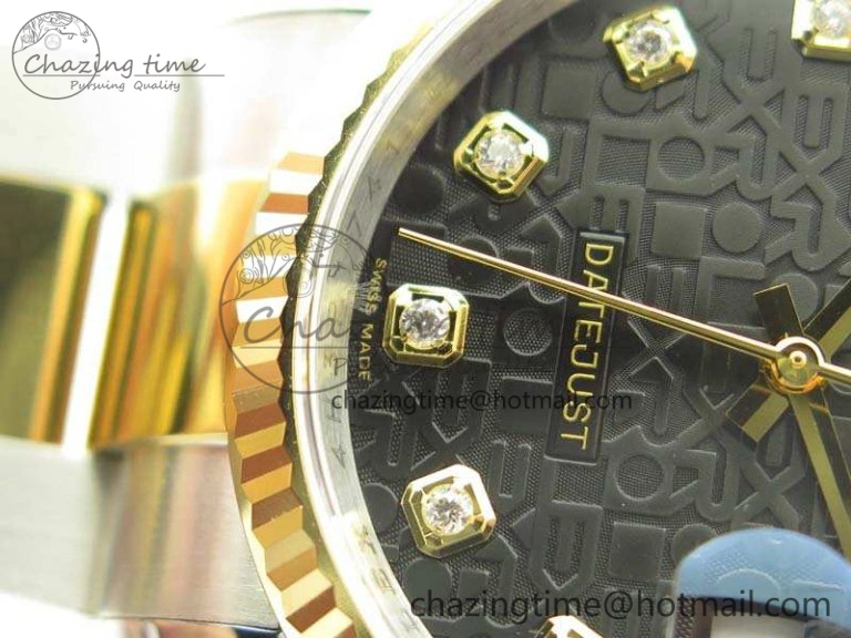 Datejust 116234 36mm DJF 1:1 Best Edition Fluted Black Com Dial On SS YG Oyster Bracelet SA3135 V Elegant 3485